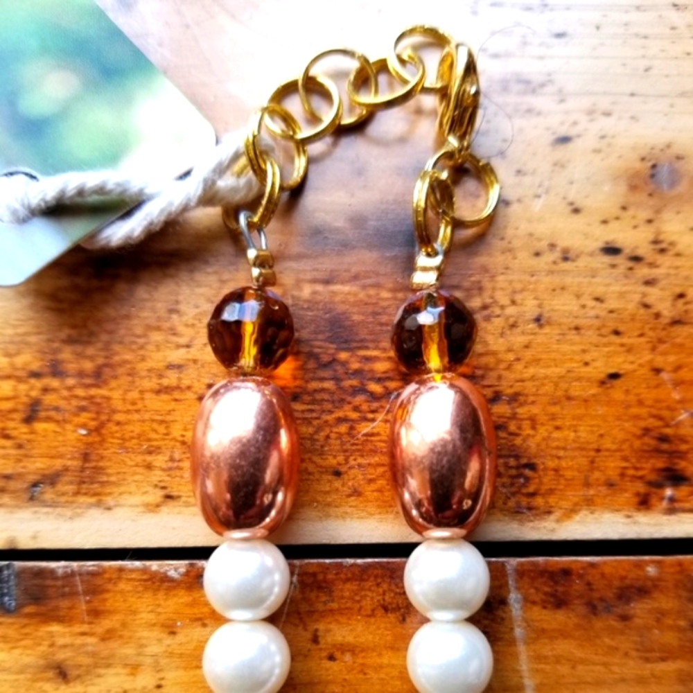 White Horn Pendant with golden Accents Necklace - Picture 12 of 16